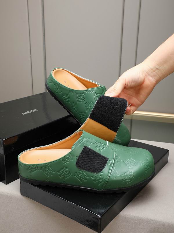 AMIRI Monogram Embossed Leather Mule – Forest Green