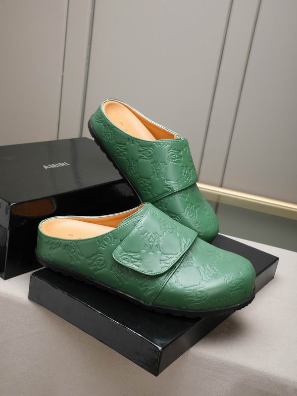 AMIRI Monogram Embossed Leather Mule – Forest Green