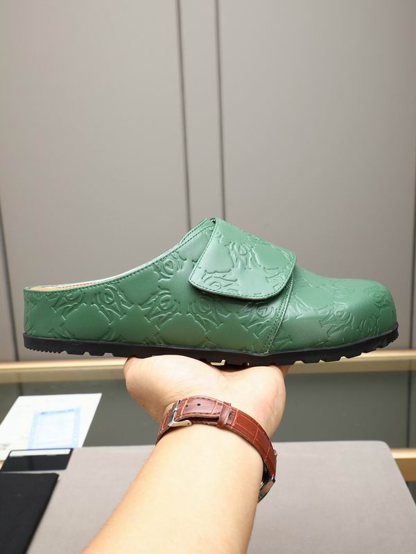 AMIRI Monogram Embossed Leather Mule – Forest Green