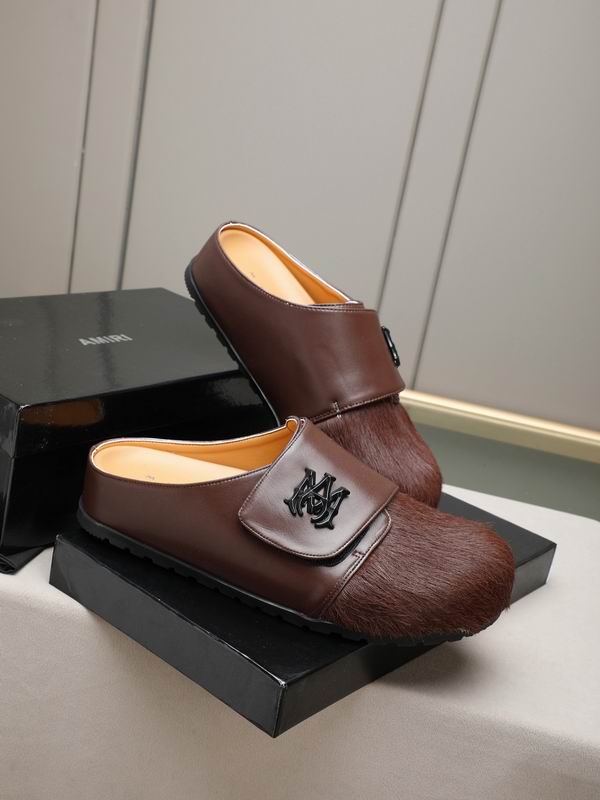 AMIRI MA Logo Pony Hair Leather Mule – Dark Brown