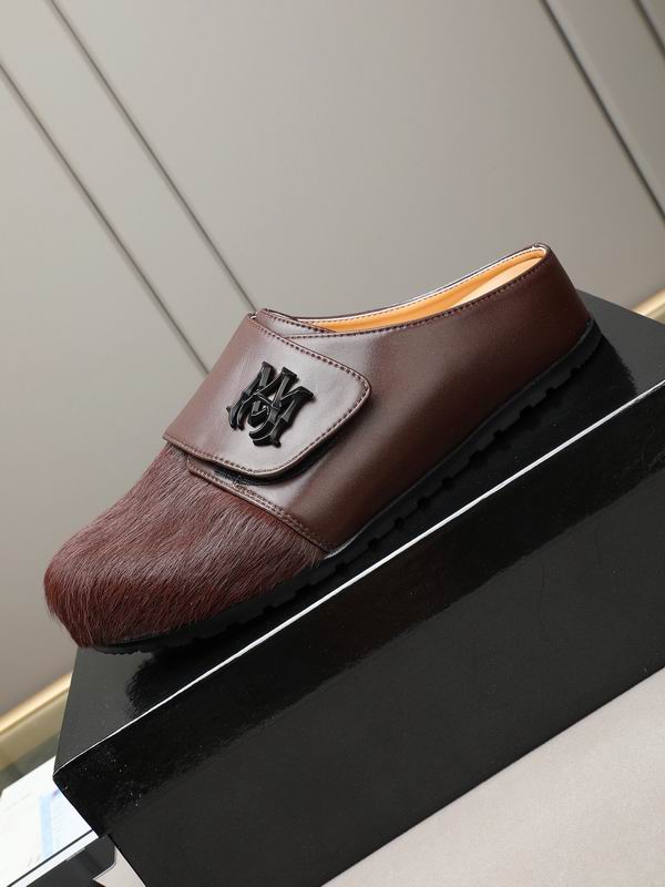 AMIRI MA Logo Pony Hair Leather Mule – Dark Brown