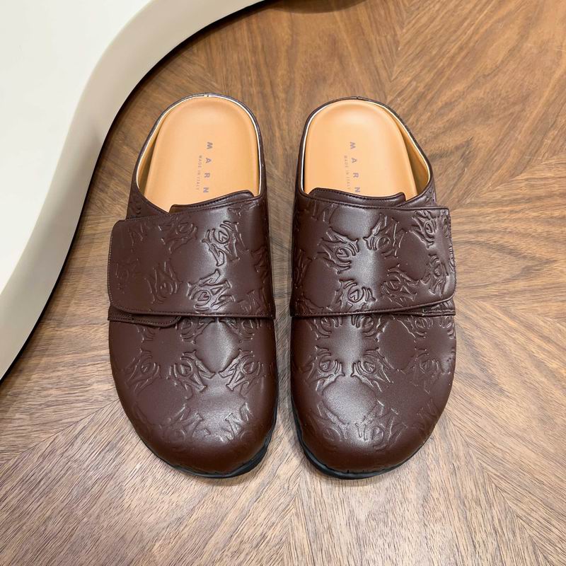 AMIRI Monogram Embossed Leather Mule – Dark Brown